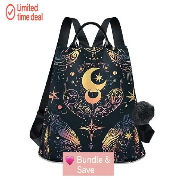 Anti-Theft Laptop Backpack with Plush Ball, 13-14 Inch, Polyester - Picture 2 of 7